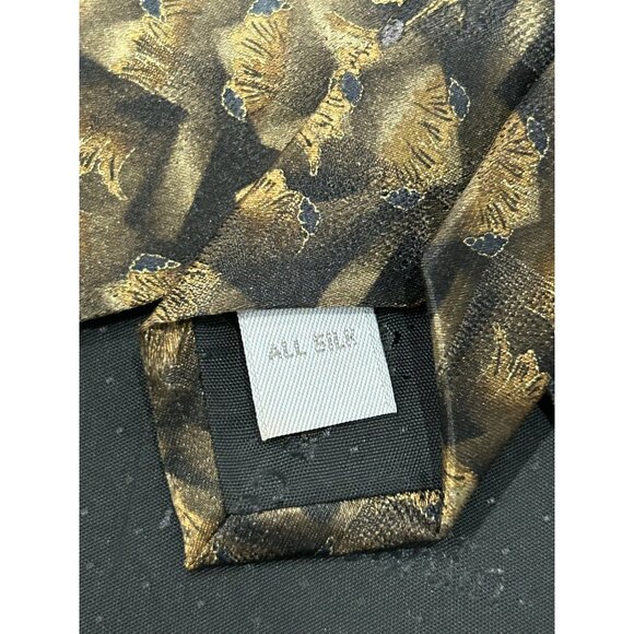 Pierre Cardin Mens All Silk Gold Black Patterned Tie - Picture 4 of 8
